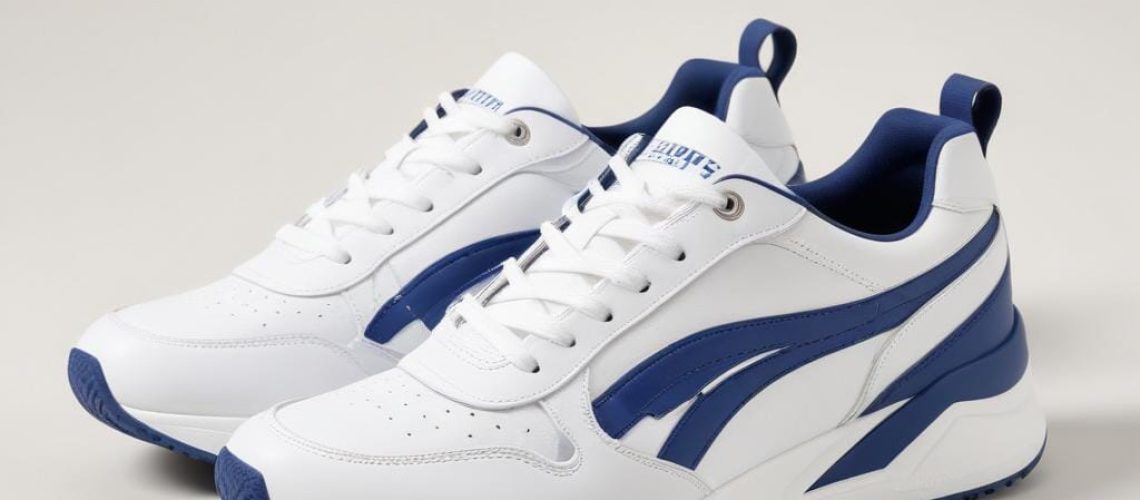Stylish white and blue sneakers