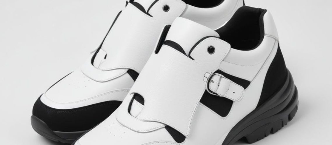 Stylish white and black sneakers