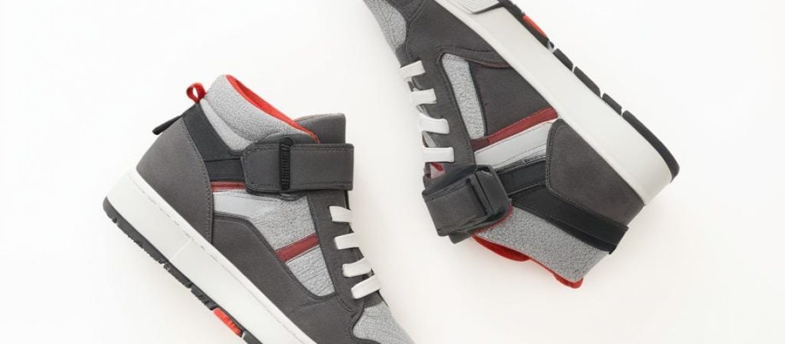 Grey and Red sneakers